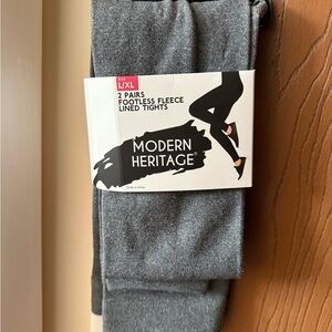 Gray Footless Fleece Lined Tights